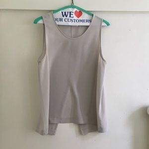 Everlane Gray silk split back sleeveless blouse